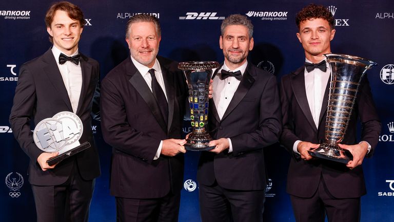 Lando Norris: 2025 F1 world champion receives trophy for winning Drivers' Championship at FIA Awards | F1 News | Sky Sports